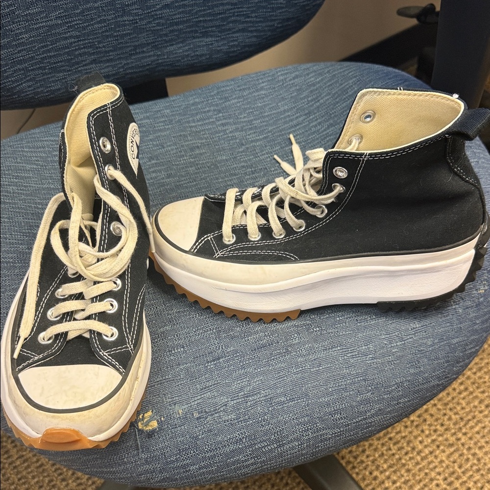 Converse Black and White High-Top Platform Sneakers